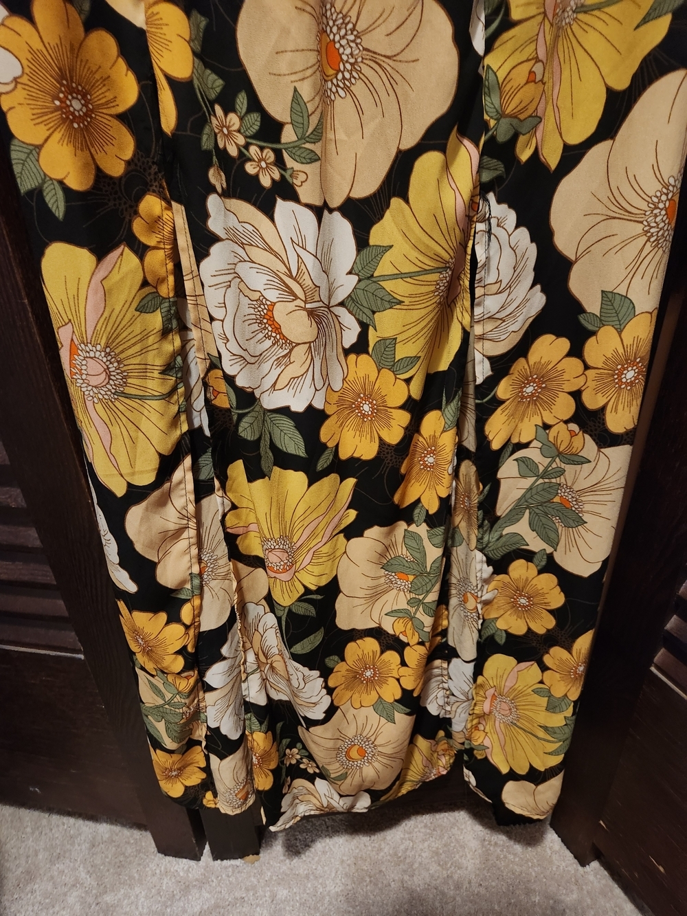 Forever 21 Black Maxi Dress with Yellow & Cream Floral Print - Picture 2 of 4
